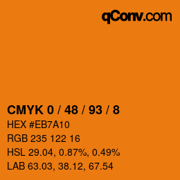 カラーコード: CMYK 0 / 48 / 93 / 8 | qconv.com