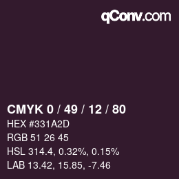 Color code: CMYK 0 / 49 / 12 / 80 | qconv.com