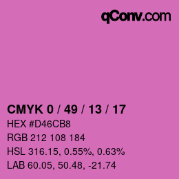 颜色代码: CMYK 0 / 49 / 13 / 17 | qconv.com