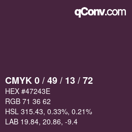 Color code: CMYK 0 / 49 / 13 / 72 | qconv.com