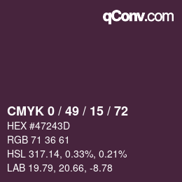 Color code: CMYK 0 / 49 / 15 / 72 | qconv.com