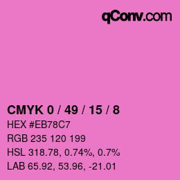 カラーコード: CMYK 0 / 49 / 15 / 8 | qconv.com