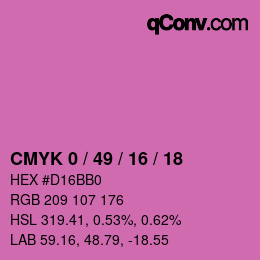 颜色代码: CMYK 0 / 49 / 16 / 18 | qconv.com