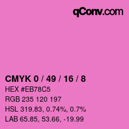 カラーコード: CMYK 0 / 49 / 16 / 8 | qconv.com