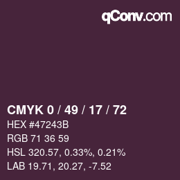 Color code: CMYK 0 / 49 / 17 / 72 | qconv.com