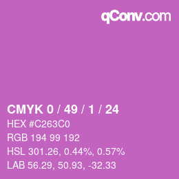 カラーコード: CMYK 0 / 49 / 1 / 24 | qconv.com