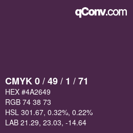 Color code: CMYK 0 / 49 / 1 / 71 | qconv.com