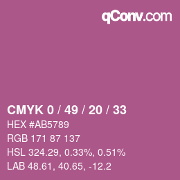 カラーコード: CMYK 0 / 49 / 20 / 33 | qconv.com