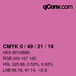カラーコード: CMYK 0 / 49 / 21 / 18 | qconv.com