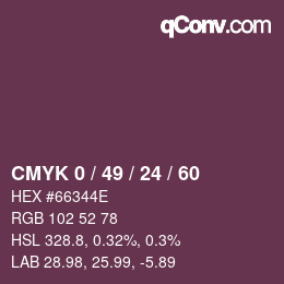 颜色代码: CMYK 0 / 49 / 24 / 60 | qconv.com