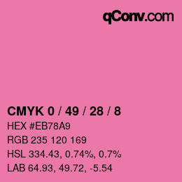 カラーコード: CMYK 0 / 49 / 28 / 8 | qconv.com