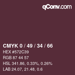 カラーコード: CMYK 0 / 49 / 34 / 66 | qconv.com