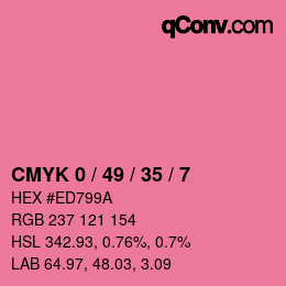 カラーコード: CMYK 0 / 49 / 35 / 7 | qconv.com