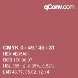 颜色代码: CMYK 0 / 49 / 45 / 31 | qconv.com
