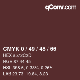 カラーコード: CMYK 0 / 49 / 48 / 66 | qconv.com