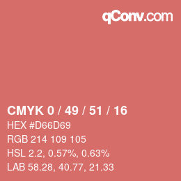 颜色代码: CMYK 0 / 49 / 51 / 16 | qconv.com