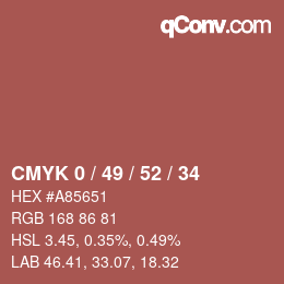 Farbcode: CMYK 0 / 49 / 52 / 34 | qconv.com