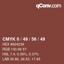 カラーコード: CMYK 0 / 49 / 56 / 49 | qconv.com