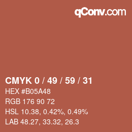 颜色代码: CMYK 0 / 49 / 59 / 31 | qconv.com