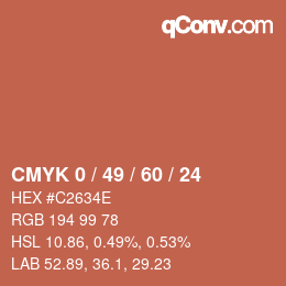 カラーコード: CMYK 0 / 49 / 60 / 24 | qconv.com
