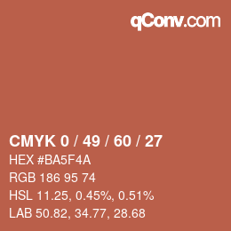 Farbcode: CMYK 0 / 49 / 60 / 27 | qconv.com