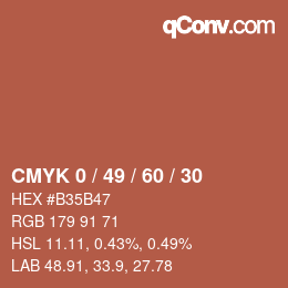 カラーコード: CMYK 0 / 49 / 60 / 30 | qconv.com