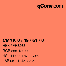 颜色代码: CMYK 0 / 49 / 61 / 0 | qconv.com