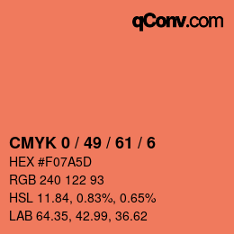 颜色代码: CMYK 0 / 49 / 61 / 6 | qconv.com