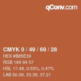 颜色代码: CMYK 0 / 49 / 69 / 28 | qconv.com