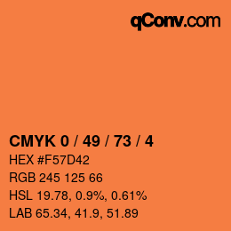 Color code: CMYK 0 / 49 / 73 / 4 | qconv.com