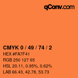 Color code: CMYK 0 / 49 / 74 / 2 | qconv.com