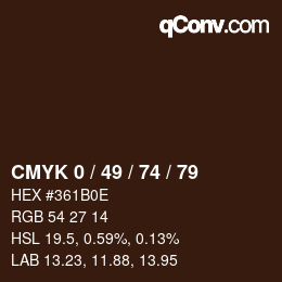 颜色代码: CMYK 0 / 49 / 74 / 79 | qconv.com