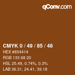 Color code: CMYK 0 / 49 / 85 / 48 | qconv.com