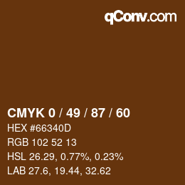 Código de color: CMYK 0 / 49 / 87 / 60 | qconv.com