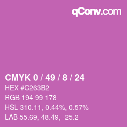 カラーコード: CMYK 0 / 49 / 8 / 24 | qconv.com