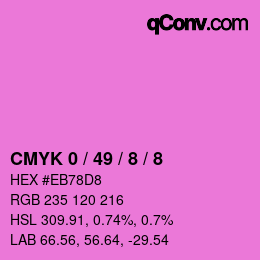 カラーコード: CMYK 0 / 49 / 8 / 8 | qconv.com
