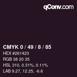 カラーコード: CMYK 0 / 49 / 8 / 85 | qconv.com