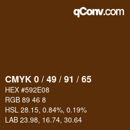 カラーコード: CMYK 0 / 49 / 91 / 65 | qconv.com