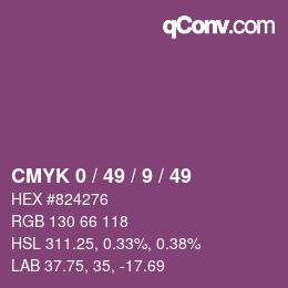 カラーコード: CMYK 0 / 49 / 9 / 49 | qconv.com