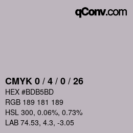 カラーコード: CMYK 0 / 4 / 0 / 26 | qconv.com