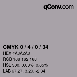 カラーコード: CMYK 0 / 4 / 0 / 34 | qconv.com
