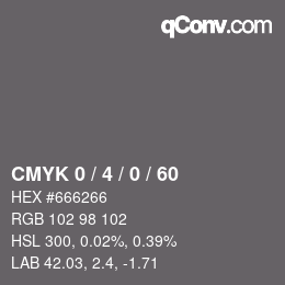カラーコード: CMYK 0 / 4 / 0 / 60 | qconv.com