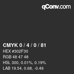 Color code: CMYK 0 / 4 / 0 / 81 | qconv.com