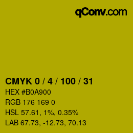 Color code: CMYK 0 / 4 / 100 / 31 | qconv.com