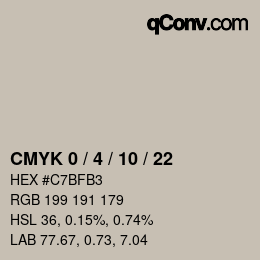 カラーコード: CMYK 0 / 4 / 10 / 22 | qconv.com