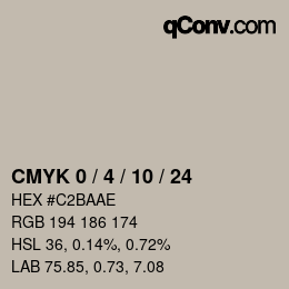 カラーコード: CMYK 0 / 4 / 10 / 24 | qconv.com