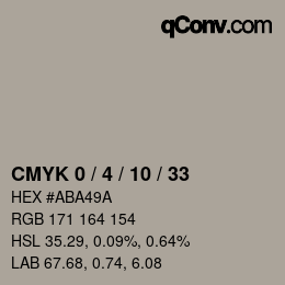 カラーコード: CMYK 0 / 4 / 10 / 33 | qconv.com