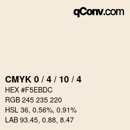 カラーコード: CMYK 0 / 4 / 10 / 4 | qconv.com