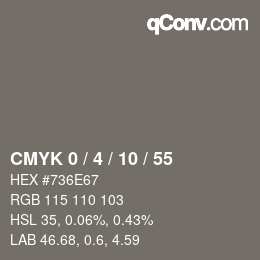 颜色代码: CMYK 0 / 4 / 10 / 55 | qconv.com