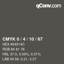 カラーコード: CMYK 0 / 4 / 10 / 67 | qconv.com
